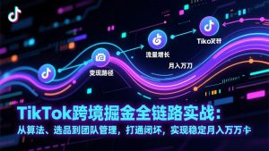 TikTok跨境掘金全链路实战：从算法、选品到团队管理，打通闭环，实现稳定月入万刀-木子聊项目