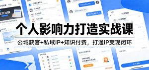 个人影响力打造实战课:公域获客+私域IP+知识付费,打通IP变现闭环-木子聊项目