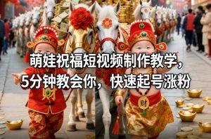 萌娃祝福短视频制作教学，5分钟教会你，快速起号涨粉-木子聊项目