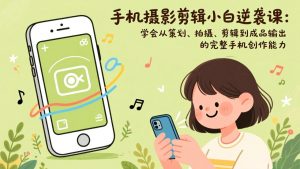 手机摄影剪辑小白逆袭课:学会从策划、拍摄、剪辑到成品输出的完整手机创作能力-木子聊项目