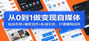 从0到1做变现自媒体:选品布局+ 爆款创作+私域引流,打通赚钱闭环-木子聊项目