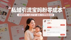私域引流宝妈粉零成本流程简单月入超过1W+适合小白想做副业的-木子聊项目