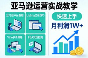 亚马逊运营实战教学,亚马逊平台+Listing优化+Vine秒杀+FBA发货等,快速上手,实现店铺月利润1W-木子聊项目