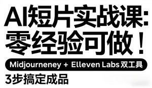 AI短片实战课：零经验可做，Midjourney+ElevenLabs双工具，3步搞定成品-木子聊项目