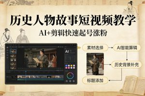 历史人物故事短视频教学，AI+剪辑制作历史人物题材短视频，快速起号涨粉-木子聊项目