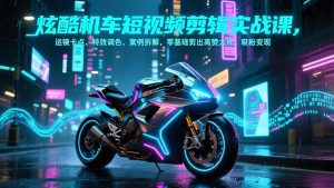 炫酷机车短视频剪辑实战课，运镜卡点、特效调色、案例拆解，零基础剪出高赞大片，吸粉变现-木子聊项目