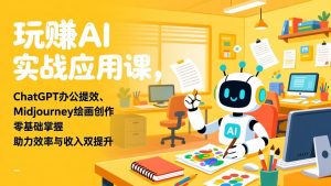 玩赚AI实战应用课，ChatGPT办公提效、Midjourney绘画创作，零基础掌握，助力效率与收入双提升-木子聊项目