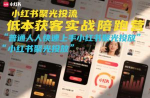 小红书聚光投流低成本获客实战陪跑营，普通人快速上手小红书聚光投放-木子聊项目