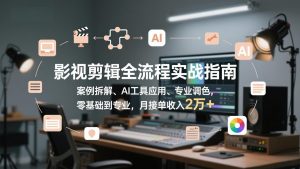 影视剪辑全流程实战指南，案例拆解、AI工具应用、专业调色，零基础到专业，月接单收入2万+-木子聊项目
