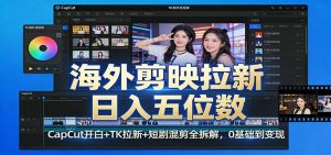 海外剪映拉新日入五位数：CapCut开白+TK拉新+短剧混剪全拆解，0基础到变现-木子聊项目