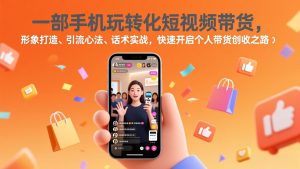一部手机玩转化短视频带货，形象打造、引流心法、话术实战，快速开启个人带货创收之路-木子聊项目