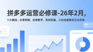拼多多运营必修课-26年2月，十大模块、从零到精、全景教学，系统筑基，小白也能稳定日出百单-木子聊项目