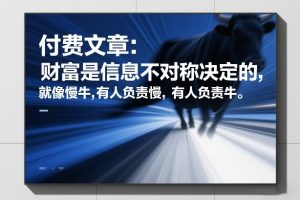 付费文章：财富是信息不对称决定的，就像慢牛，有人负责慢，有人负责牛-木子聊项目