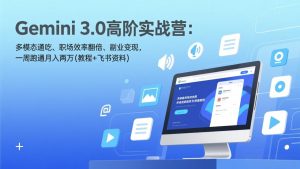 Gemini 3.0高阶实战营：多模态通吃、职场效率翻倍、副业变现，一周跑通月入两万(教程+飞书资料-木子聊项目