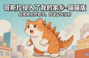 哥斯拉侵入了我的家乡–喵喵版短视频制作教学，快速起号涨粉-木子聊项目