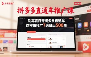 拼多多直通车推广课，别再盲目开拼多多直通车，这样做推广7天日出500单-木子聊项目
