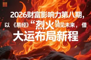2026财富影响力第八期，以《易经》智慧洞见未来，借“离火”大运布局新程-木子聊项目