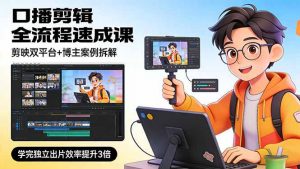 口播剪辑全流程速成课，剪映双平台+博主案例拆解，学完独立出片效率提升3倍-木子聊项目