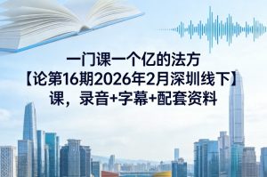 一门课一个亿的法方‬论第16期2026年2月深圳线下课，录音+字幕+配套资料-木子聊项目