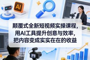 颠覆式全新短视频实操课程,用AI工具提升创意与效率,把内容变成实实在在的收益-木子聊项目