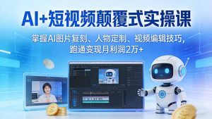 AI+短视频颠覆式实操课:掌握AI图片复刻、人物定制、视频编辑技巧,跑通变现月利润2万+-木子聊项目