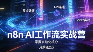 n8n AI工作流实战营,节点处理+API连通+Sora2实战,掌握自动化核心月薪涨2万-木子聊项目