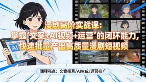 漫剧高阶实战课：掌握“文案+AI视频+运营”的闭环能力，快速批量产出高质量漫剧短视频-木子聊项目