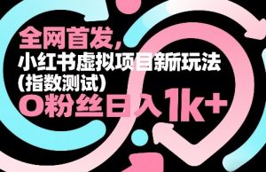 全网首发，小红书虚拟项目新玩法(指数测试)，0粉丝日入1k+，整个玩法完整拆解！-木子聊项目