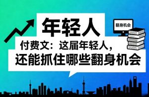 付费文：这届年轻人，还能抓住哪些翻身机会(一)(二)-木子聊项目
