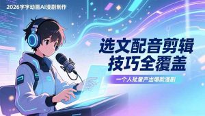 2026字字动画AI漫剧制作-1期，选文配音剪辑技巧全覆盖，一个人就能批量产出爆款漫剧-木子聊项目