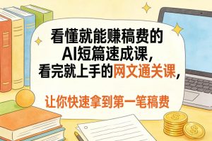 看懂就能賺稿费的AI短篇速成课,看完就上手的网文通关课,让你快速拿到第一笔稿费-木子聊项目