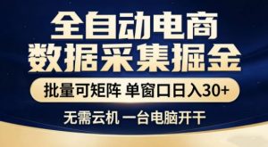 独家电商数据全自动采集项目，批量可矩阵，单窗口轻松日入3张+【揭秘】-木子聊项目