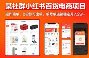 某社群小红书百货电商项目，操作简单，0粉即可出单，单号单店铺稳定月入2w+-木子聊项目