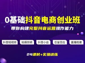 某电商学院0基础抖音电商创业班,带你构建完整抖音运营操作能力-木子聊项目