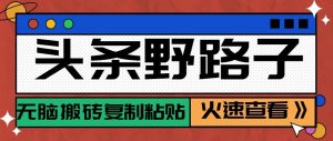 头条单账号日收益300+野路子玩法赛道，无脑搬砖复制粘贴，保姆级教程-木子聊项目