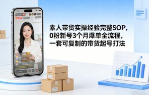 素人短视频带货实操经验完整SOP,0粉新号3个月爆单全流程,一套可复制的带货起号打法-木子聊项目