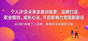 个人IP及未来发展训练营：品牌打造、职业规划、成长心法，开启影响力变现新路径-木子聊项目