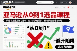 亚马逊从0到1选品课程,快速掌握选品核心逻辑,避开同质化陷阱,精准锁定高潜力市场(更新)-木子聊项目