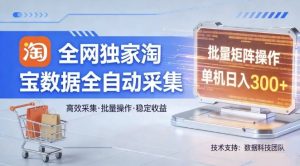 全网独家,淘宝数据全自动采集项目,批量可矩阵,单机轻松日入300【揭秘】-木子聊项目