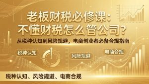 老板财税必修课:不懂财税怎么管公司?从税种认知到风险规避,电商创业者必备合规指南-木子聊项目