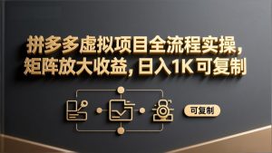 拼多多虚拟项目全流程实操，矩阵放大收益，日入 1K 可复制-木子聊项目