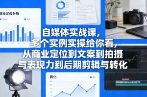 自媒体实战课,多个实例实操给你看,从商业定位到文案到拍摄与表现力到后期剪辑与转化-木子聊项目