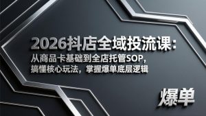 2026抖店全域投流课：从商品卡基础到全店托管SOP，搞懂核心玩法，掌握爆单底层逻辑-木子聊项目