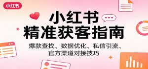 小红书精准获客指南:爆款查找、数据优化、私信引流、官方渠道对接技巧-木子聊项目