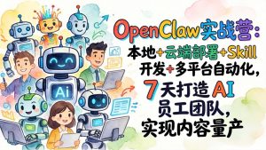 OpenClaw实战营:本地+云端部署+Skill开发+多平台自动化,7 天打造 AI 员工团队,实现内容量产-木子聊项目
