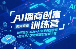 AI播商创富训练营,如何赢在2026+AI创业财富密码+如何用AGI做爆款视频内容-木子聊项目