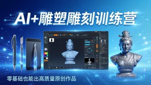 AI+雕塑雕刻训练营:从AI创作、大模型训练到3D雕刻 + 渲染,零基础也能出高质量原创作品-木子聊项目