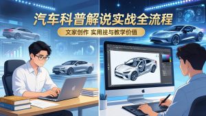抖音汽车科普解说实战：文案+动画+画面处理+去水印全流程，打造专业汽车科普视频-木子聊项目