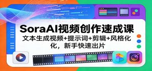 SoraAI视频创作速成课:文本生成视频+提示词+剪辑+风格化,新手快速出片-木子聊项目
