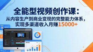 全能型视频创作课-26年3月更新:从内容生产到商业变现的完整能力体系,多渠道收入月赚15000+-木子聊项目